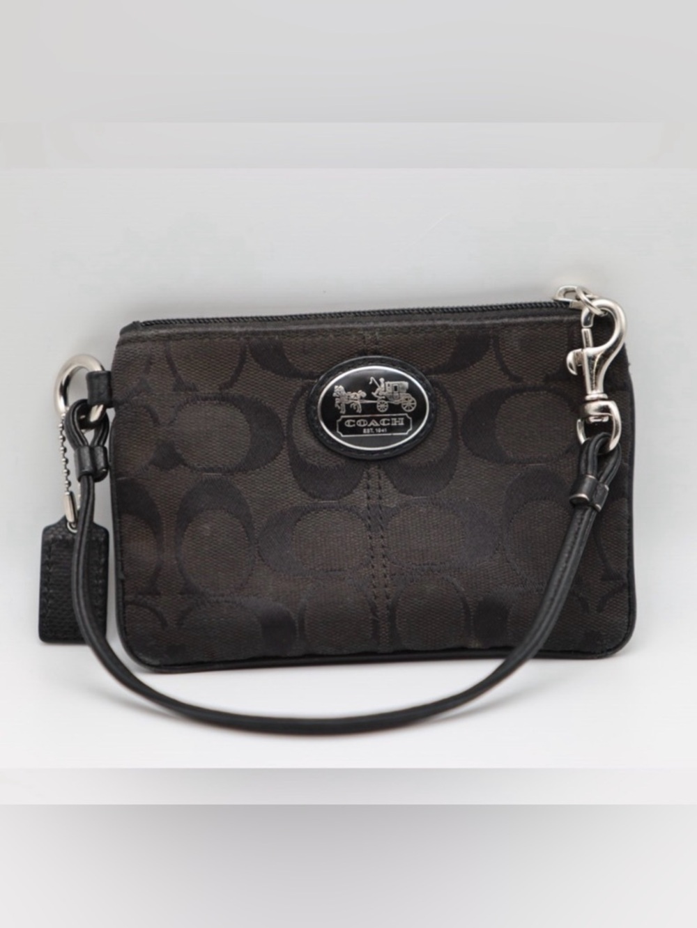 Coach Black Signature Fabric Wristlet